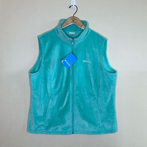 Columbia Jackets & Blazers - Columbia Fleece Vest Size 2X Mint Green Side Zipper Pockets Lightweight New
